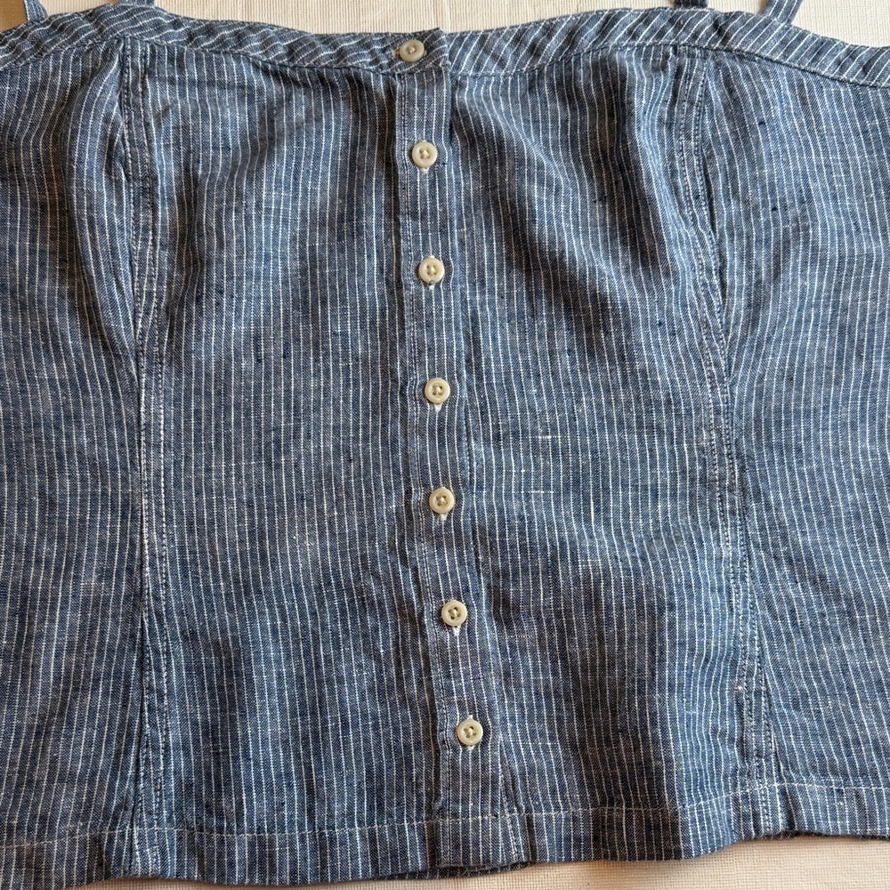 Everlane Women's Blue White Chambray Button-Front Camisole Top Size 14 - Picture 5 of 11